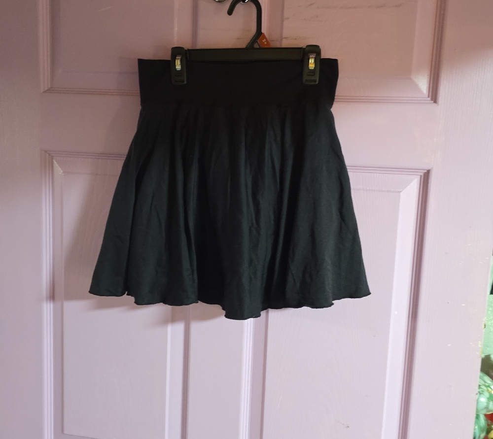 Women's Black Circle Skirt with Wide Waistband